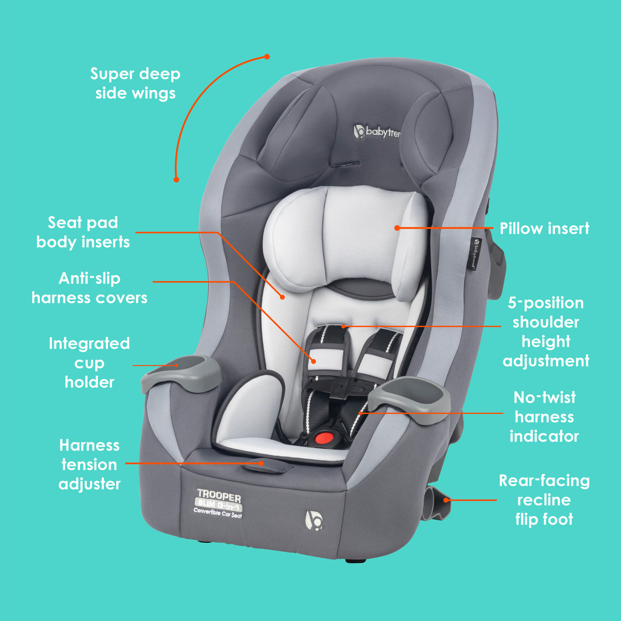 Baby Trend® Trooper™ SLIM 3-in-1 Convertible Car Seat