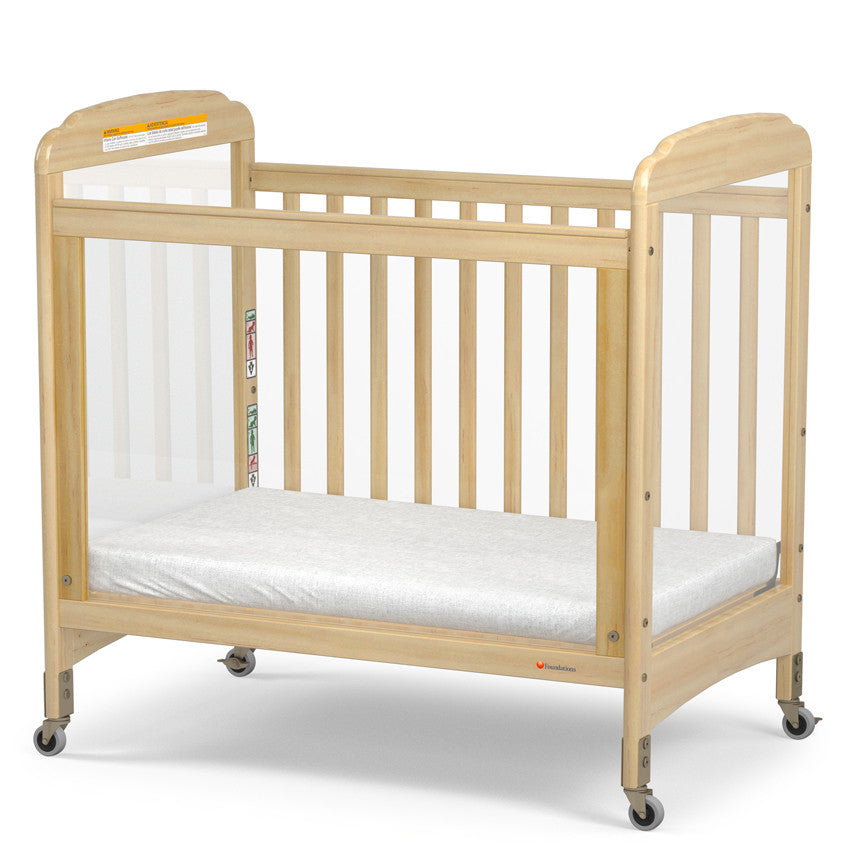 Next Gen Serenity 3 Panel Clearview Fixed-Side Compact Crib in Natural