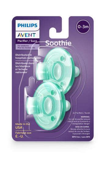 Philips Avent Soothie pacifiers in packaging on a white background