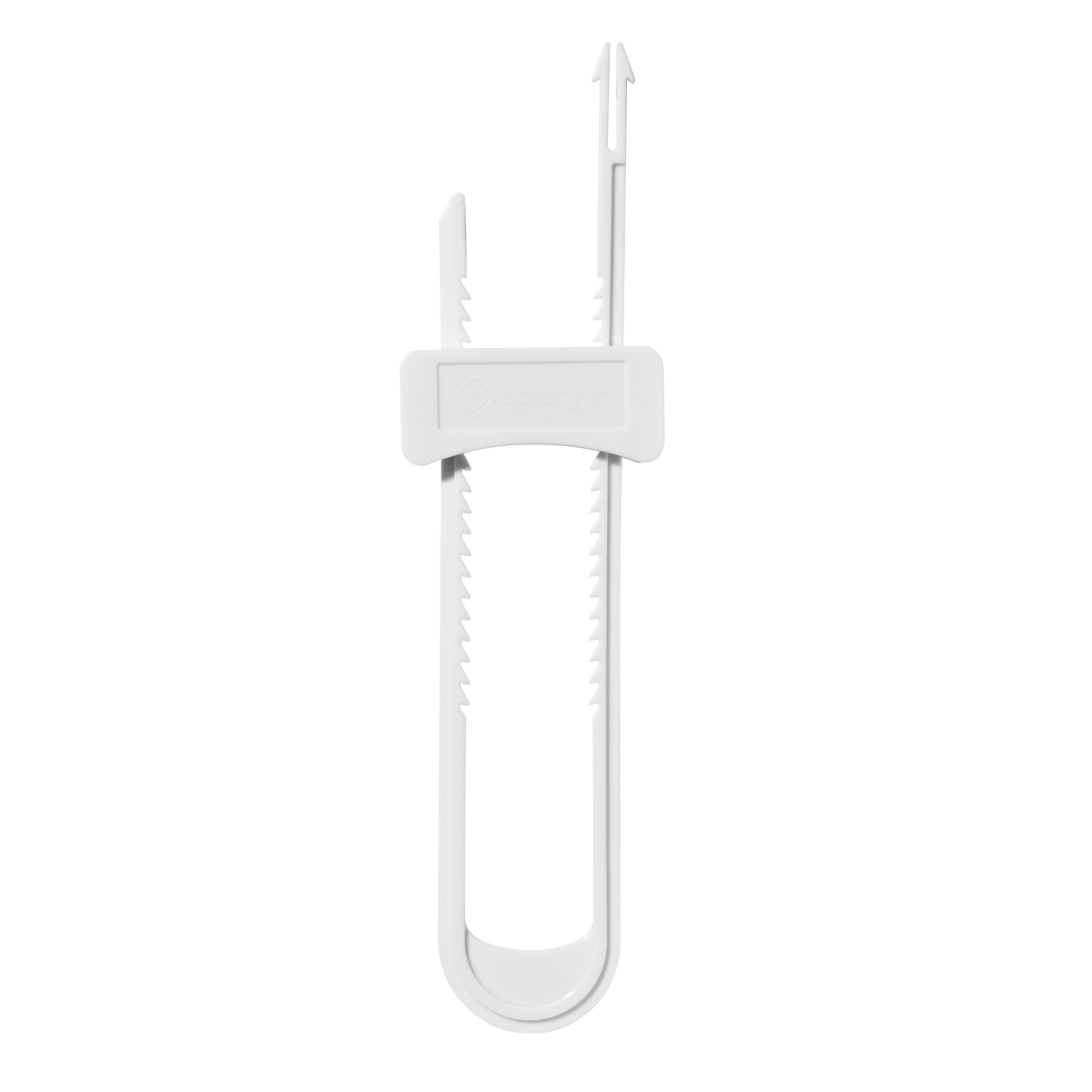 White U-shaped lock with two prongs on a white background