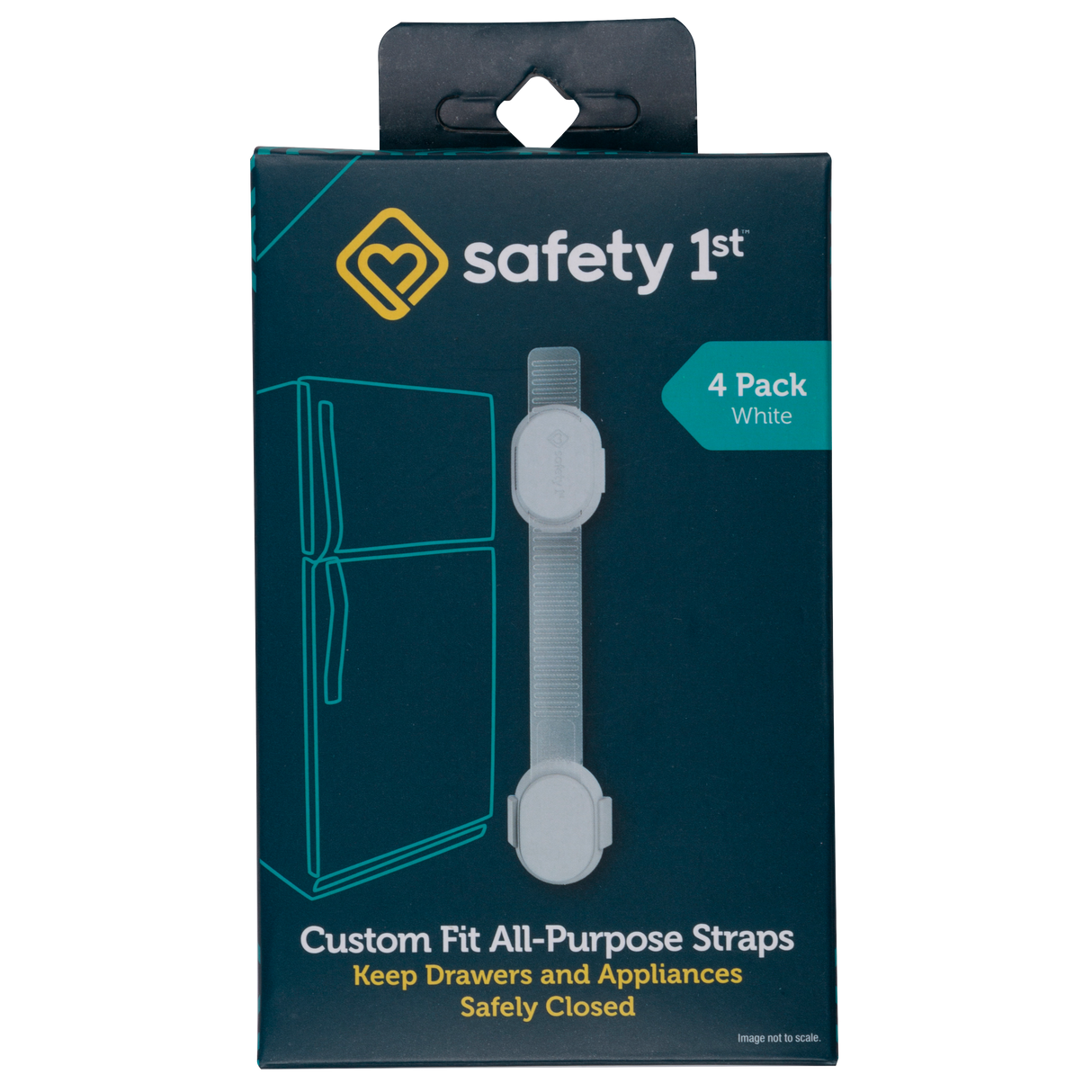 Safety 1st packaging for custom fit all-purpose straps on a white background