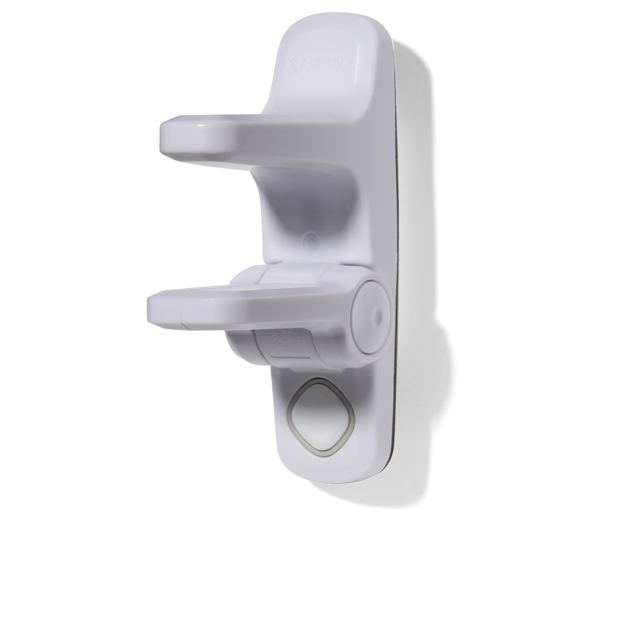 White door handle lock on a white background