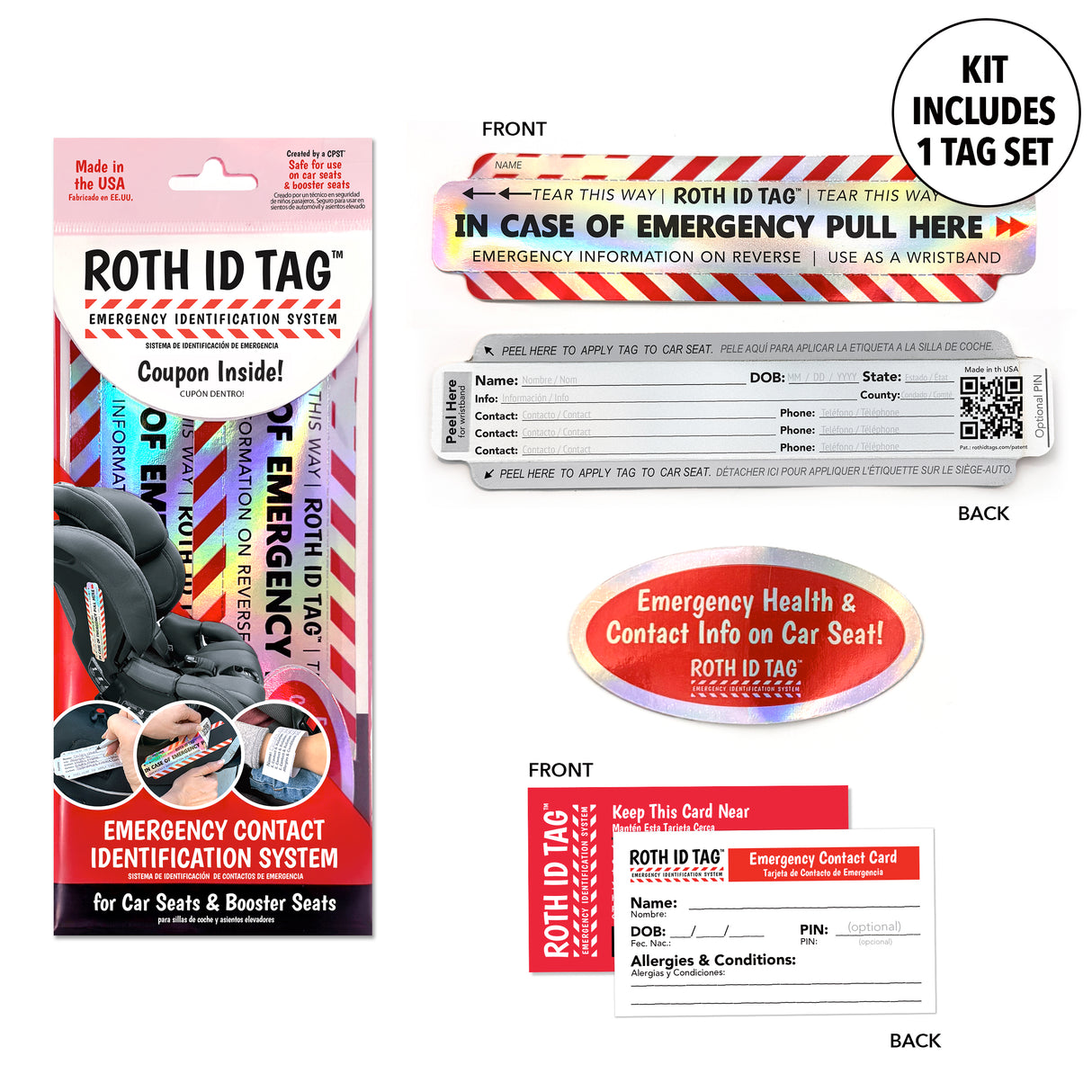 Roth ID Car Seat Tag Pack of 25
