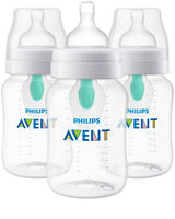 Philips Avent anti-colic baby bottles with AirFree vent system, BPA-free feeding bottles designed to reduce gas, reflux, and colic for newborns and infants.