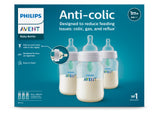 Philips Avent Anti-Colic Baby Bottles with AirFree vent, 9oz triple pack, designed to reduce colic, gas, and reflux for newborn feeding comfort.