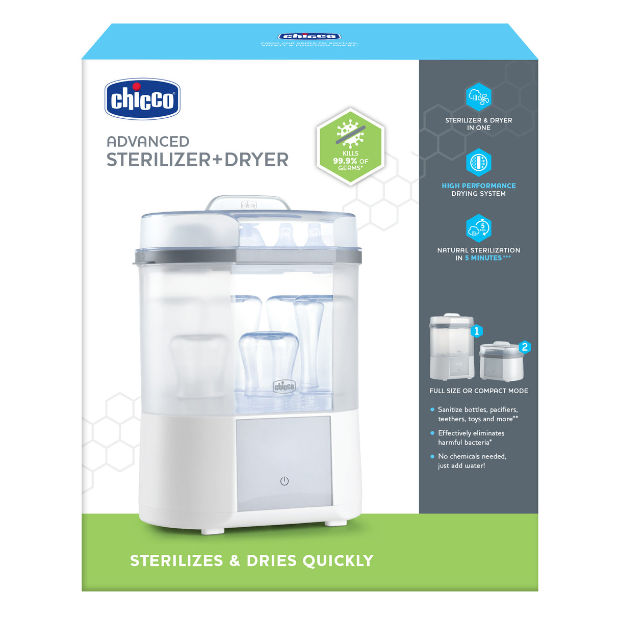 Chicco Advanced Sterilizer + Dryer packaging on a white background