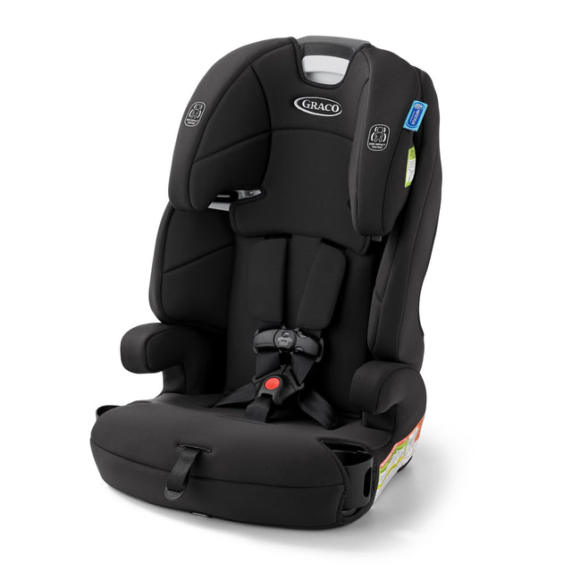 Black Graco car seat on a white background