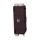 Brown rolling bag with wheels on a white background