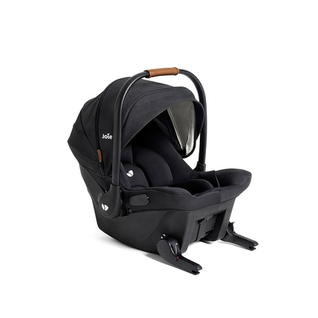 Black baby car seat with 'Joie' branding on a white background