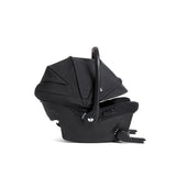 Black baby car seat on a white background