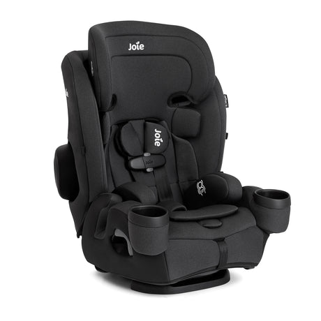 Black car seat with Joie branding on a white background