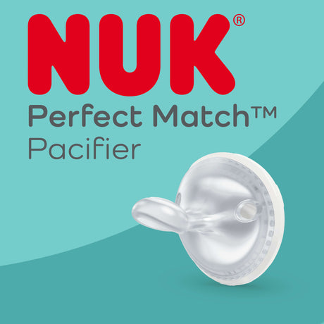 NUK Perfect Match pacifier on a teal background