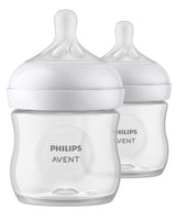 Two Philips Avent baby bottles on a white background