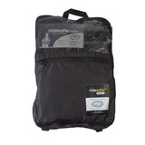 Black mesh backpack with 'ridesafer' branding on a white background