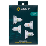 Packaging of Safety 1st adhesive locks with product images on a dark background