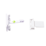 White plastic lock with a green on a white background