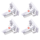 Four white locks with red accents on a white background