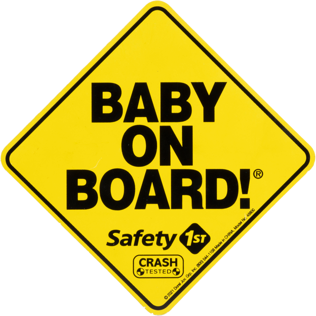yellow sign with the words baby on board on it