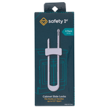 Packaging of Safety 1st cabinet slide locks on a white background