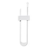 White U-shaped lock with two prongs on a white background