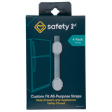 Safety 1st packaging for custom fit all-purpose straps on a white background