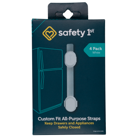 Safety 1st packaging for custom fit all-purpose straps on a white background