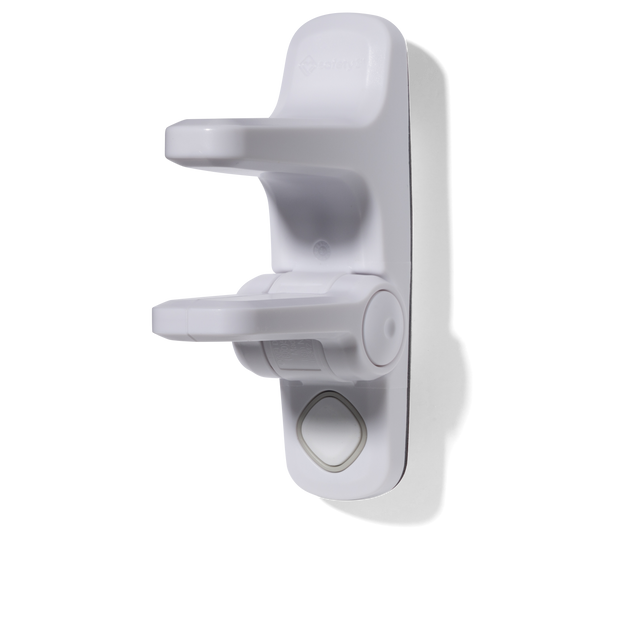 White door handle lock on a white background