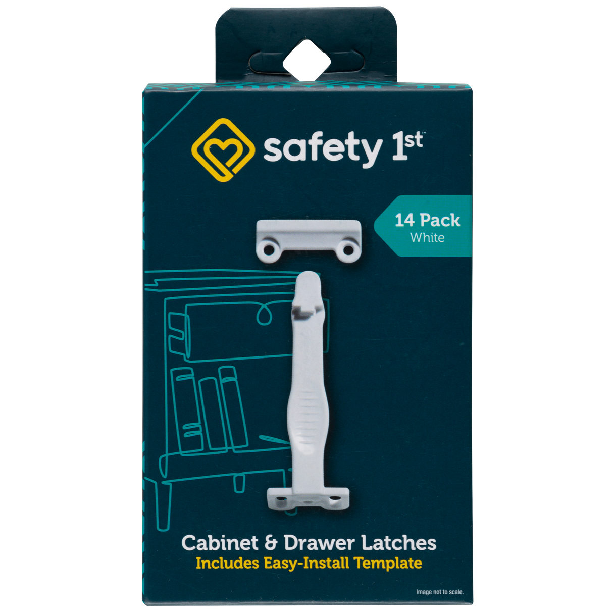 Packaging of Safety 1st cabinet and drawer latches on a white background