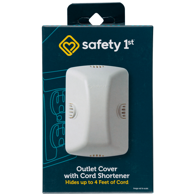 Safety 1st outlet cover with cord shortener packaging on a white background