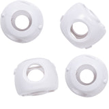 Four white plastic covers on a white background