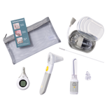 Collection of medical devices and accessories on a white background