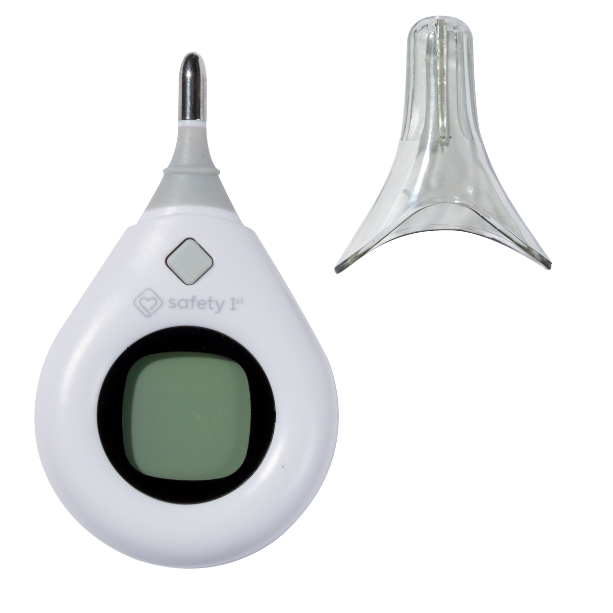 Digital thermometer and traditional glass thermometer on a white background