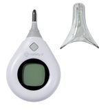 Digital thermometer and traditional glass thermometer on a white background