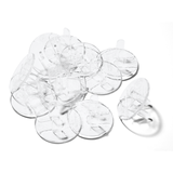 Clear plastic plug protectors on a white background