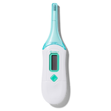 Digital thermometer with a white and light blue design on a white background