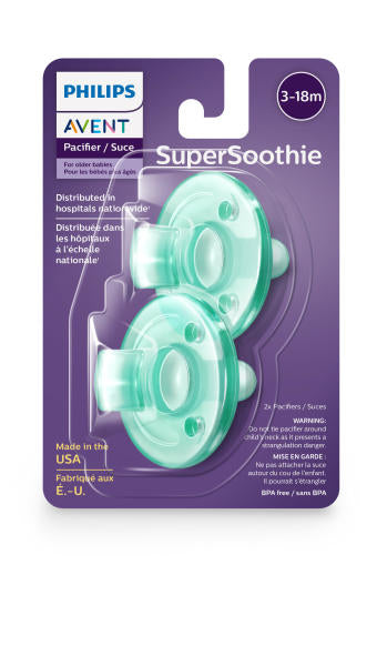 Philips Avent SuperSoothie pacifier packaging on a white background
